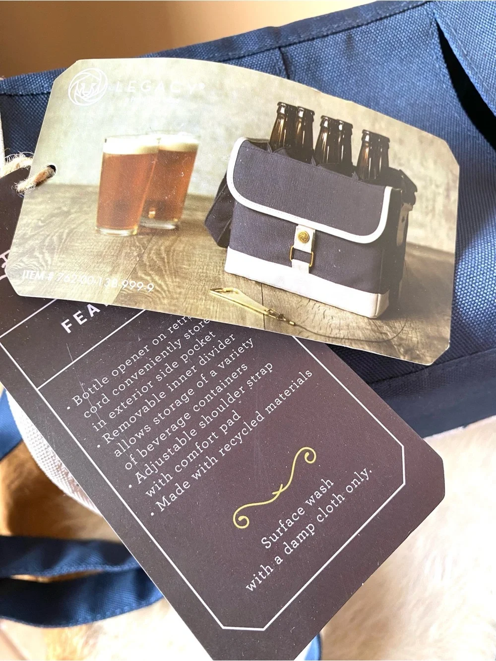 Picnic Time Legacy Beer Cooler Navy Blue Crossbody Bag NWT